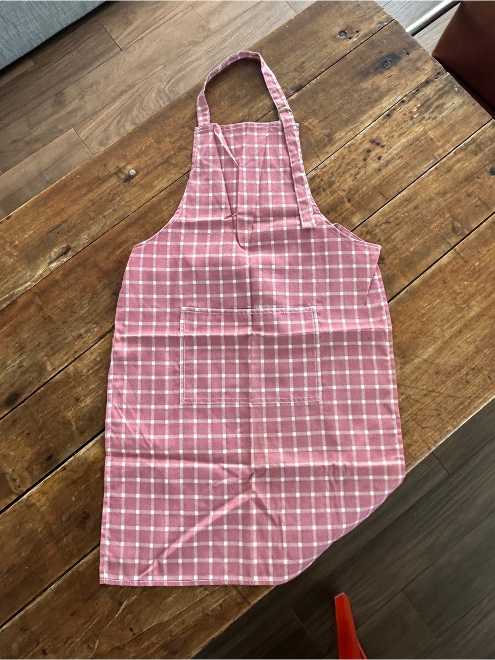 Made in USA Vintage Pink Cotton Plaid Kitchen Apron